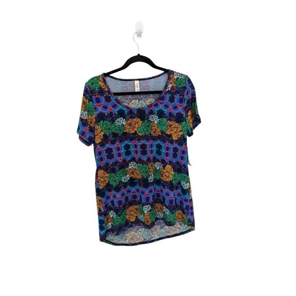 LuLaRoe Tops - LuLaRoe Shirt Classic T floral print short sleeve Medium Blue Green Orange New